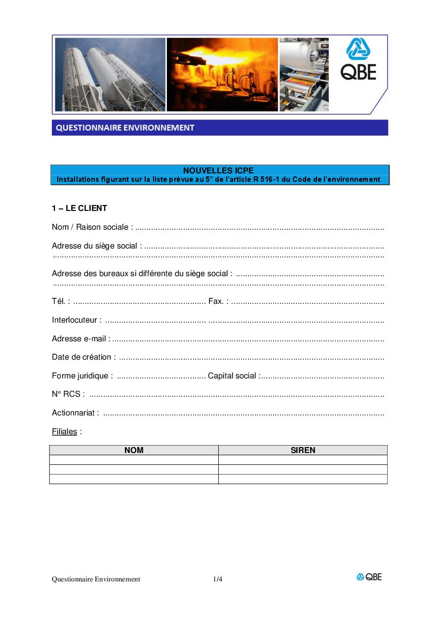 Questionnaire environnement (PDF 256Kb)